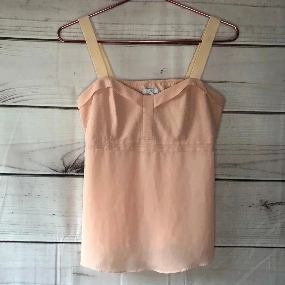 GAP Lt Peach Sheer Lined Sleeveless Top XS